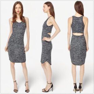 Wilfred Free Aritzia Marled Heather Black Knit Yasmin Cutout Back Tank Dress L